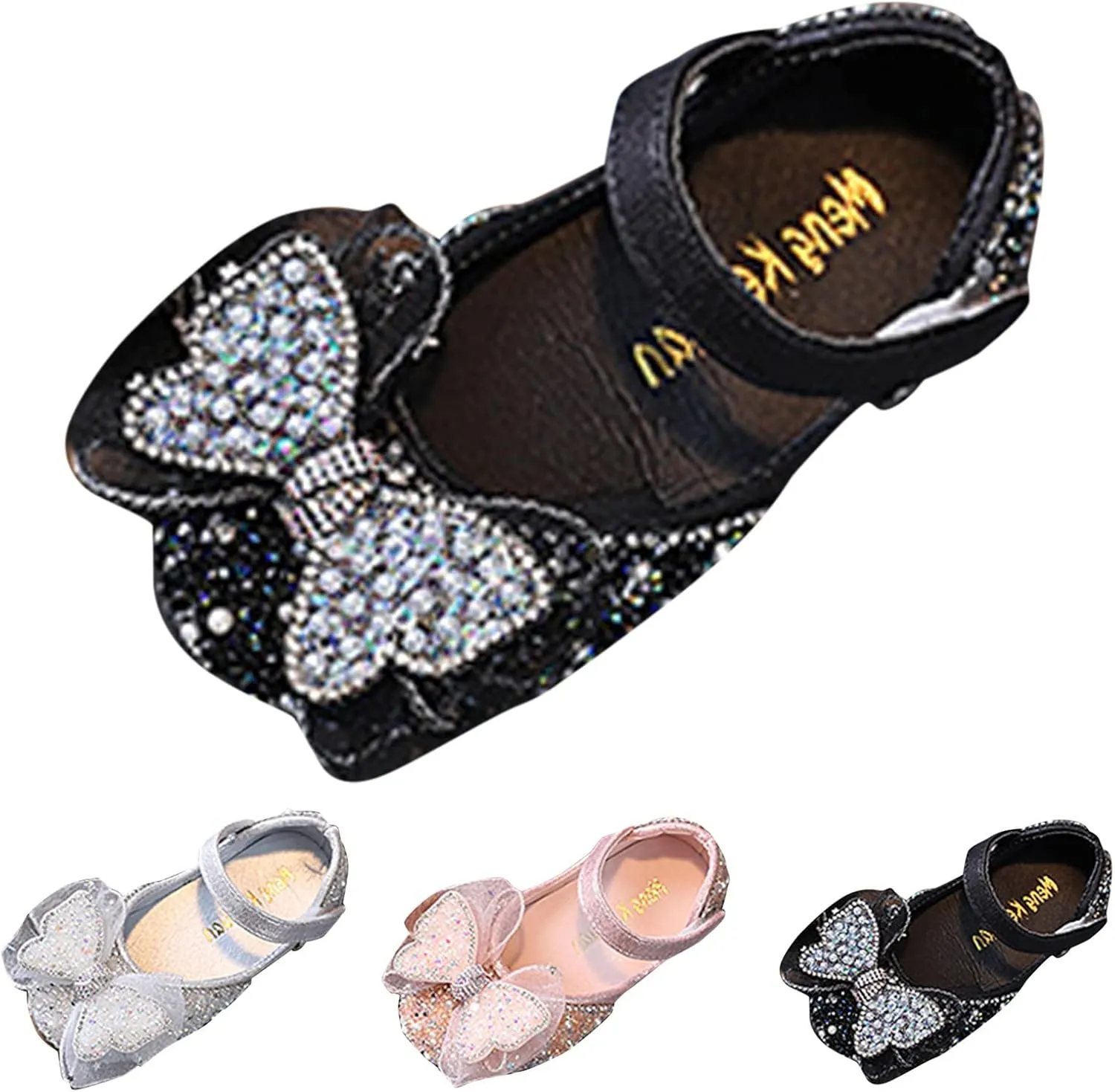 Fashion Summer Girls Dance Shoes Princess Dress Performance Shoes Pearl Sequin Ribbon Bow Toddler Girl Shoes Size 6 (Black, 2.5-3 Years Toddler)