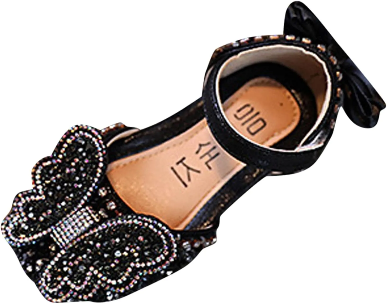 Fashion Summer Girls Dance Shoes Princess Dress Performance Shoes Ribbon Pearl Rhinestone Bow Flat Boots Girls Size 1 (Black, 3.5-4 Years Toddler)