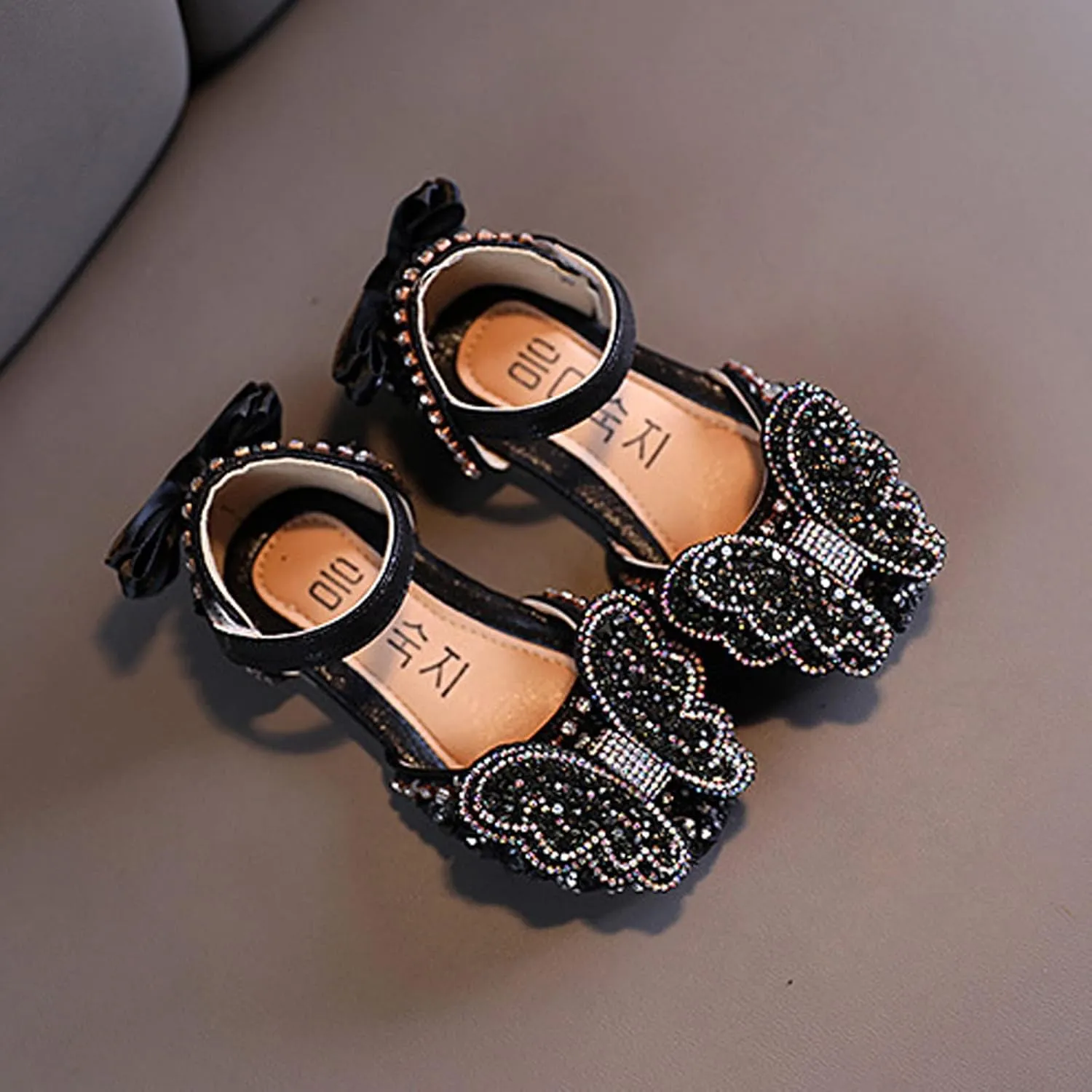 Fashion Summer Girls Dance Shoes Princess Dress Performance Shoes Ribbon Pearl Rhinestone Bow Flat Boots Girls Size 1 (Black, 3.5-4 Years Toddler)