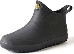 fereshte Men's Ankle Rain Boots Waterproof PVC Short Rubber Garden Boots