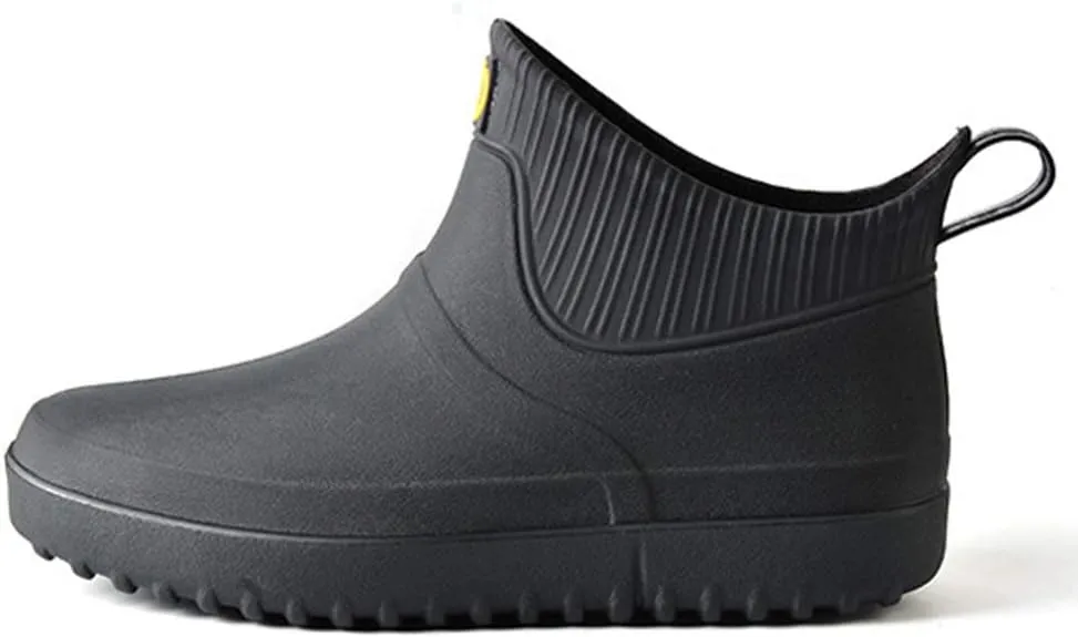 fereshte Men's Ankle Rain Boots Waterproof PVC Short Rubber Garden Boots