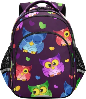 Fisyme Owls Hearts Backpack Laptop Back Pack Daycare Bag Bookbag Travel School Backpacks Small
