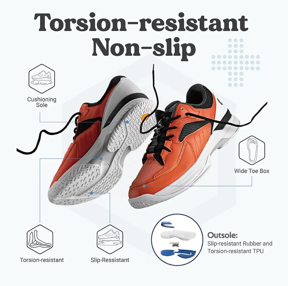 FitVille Mens Wide Pickleball Shoes All Court Tennis Shoes with Arch Support for Plantar Fasciitis