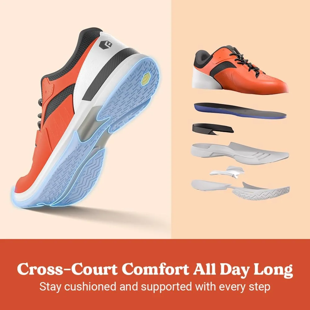 FitVille Mens Wide Pickleball Shoes All Court Tennis Shoes with Arch Support for Plantar Fasciitis