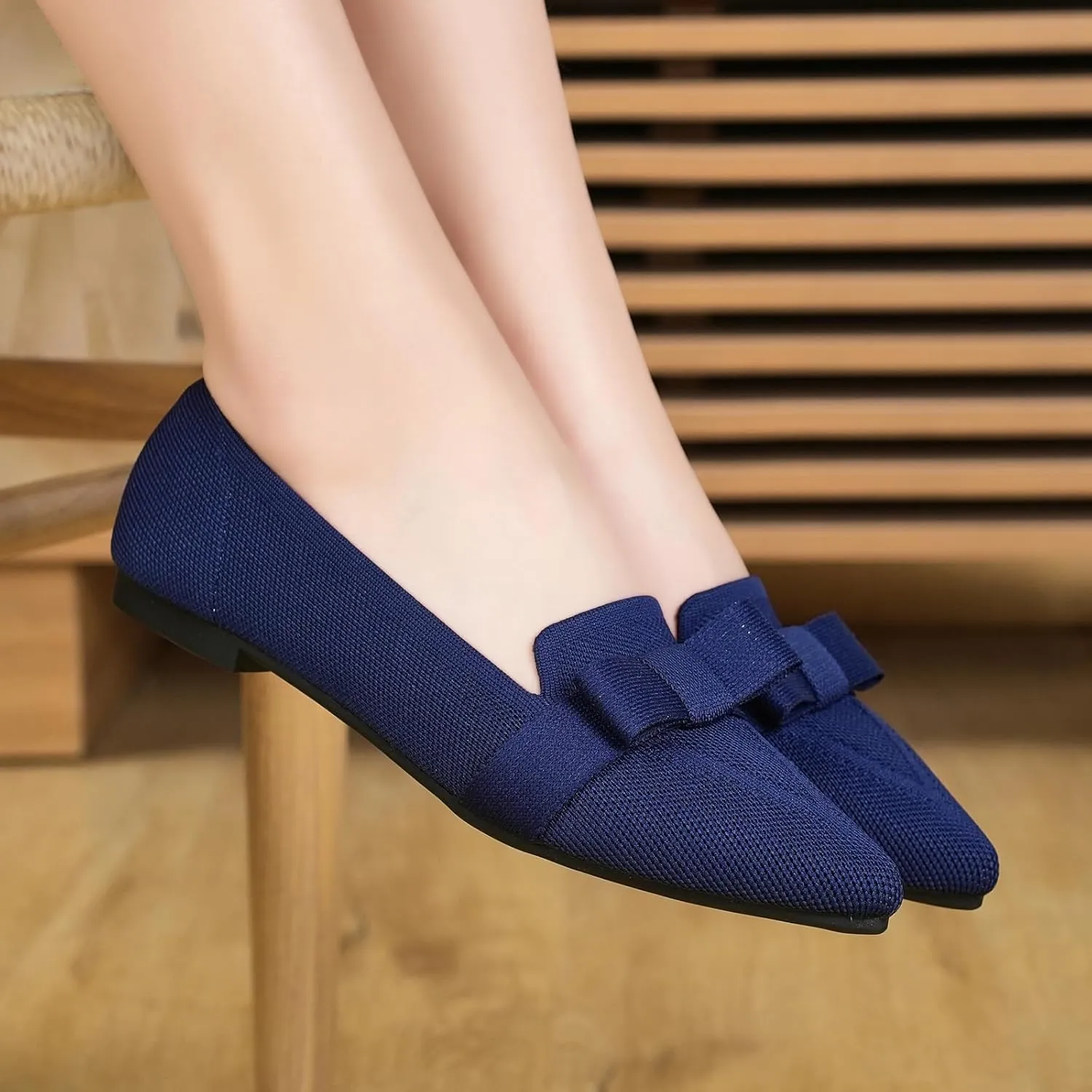 Flats for Women Pointed Toe Ballet Flats Shoes Mesh Breathable Comfortable Dressy Casual Slip On Ballerina Walking Flats