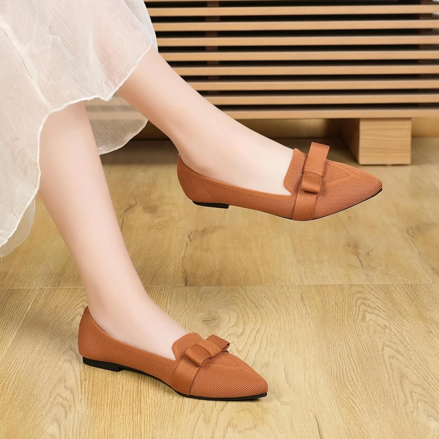 Flats for Women Pointed Toe Ballet Flats Shoes Mesh Breathable Comfortable Dressy Casual Slip On Ballerina Walking Flats