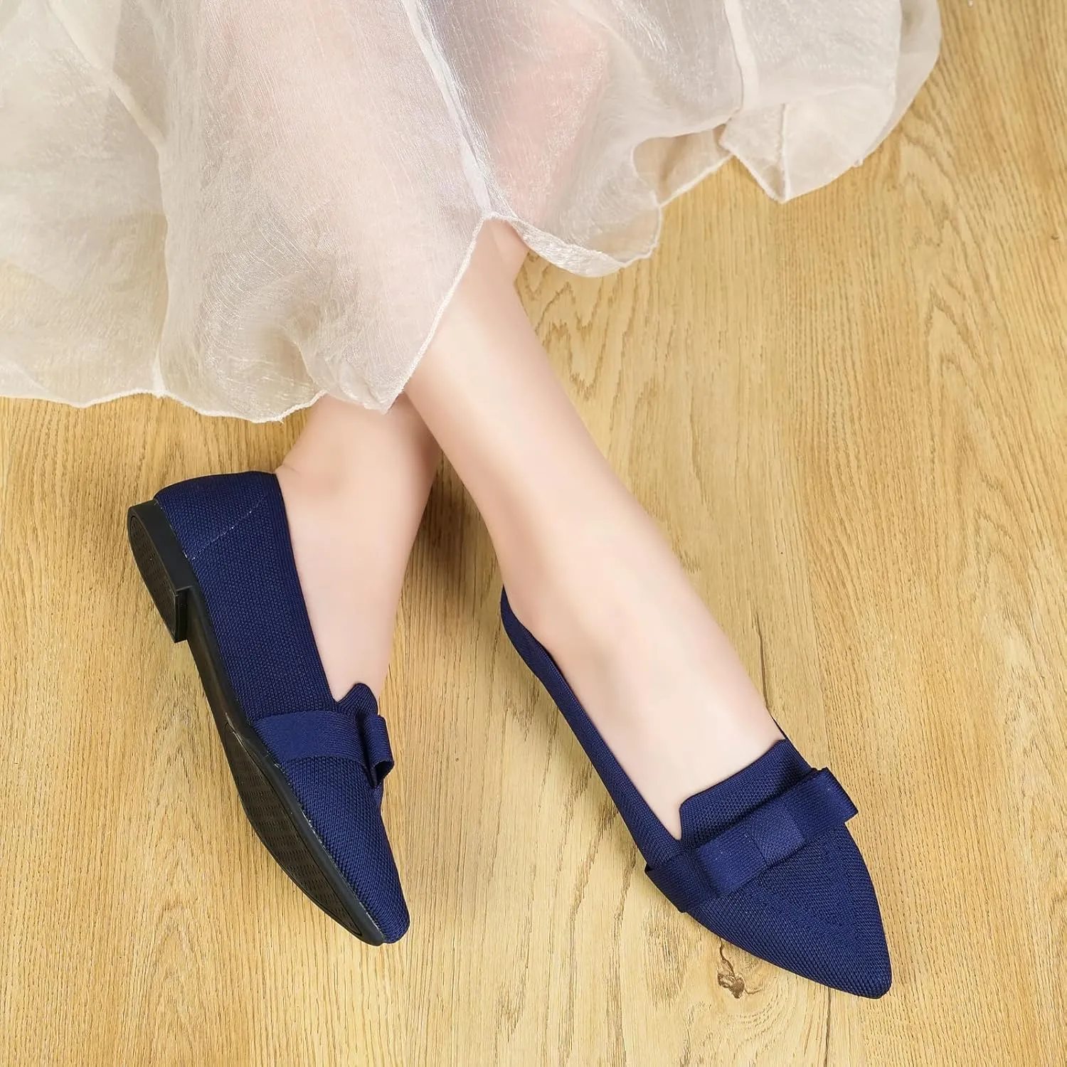 Flats for Women Pointed Toe Ballet Flats Shoes Mesh Breathable Comfortable Dressy Casual Slip On Ballerina Walking Flats