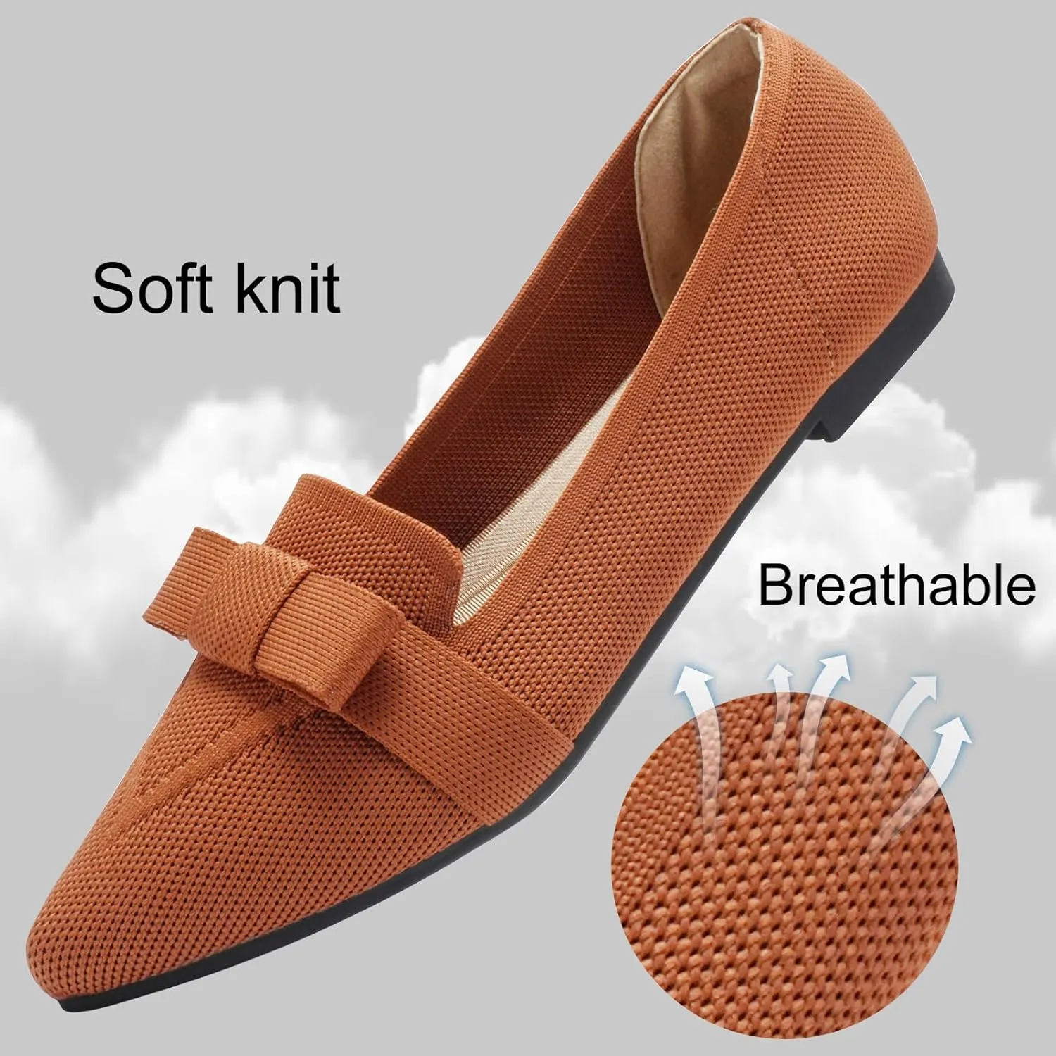 Flats for Women Pointed Toe Ballet Flats Shoes Mesh Breathable Comfortable Dressy Casual Slip On Ballerina Walking Flats