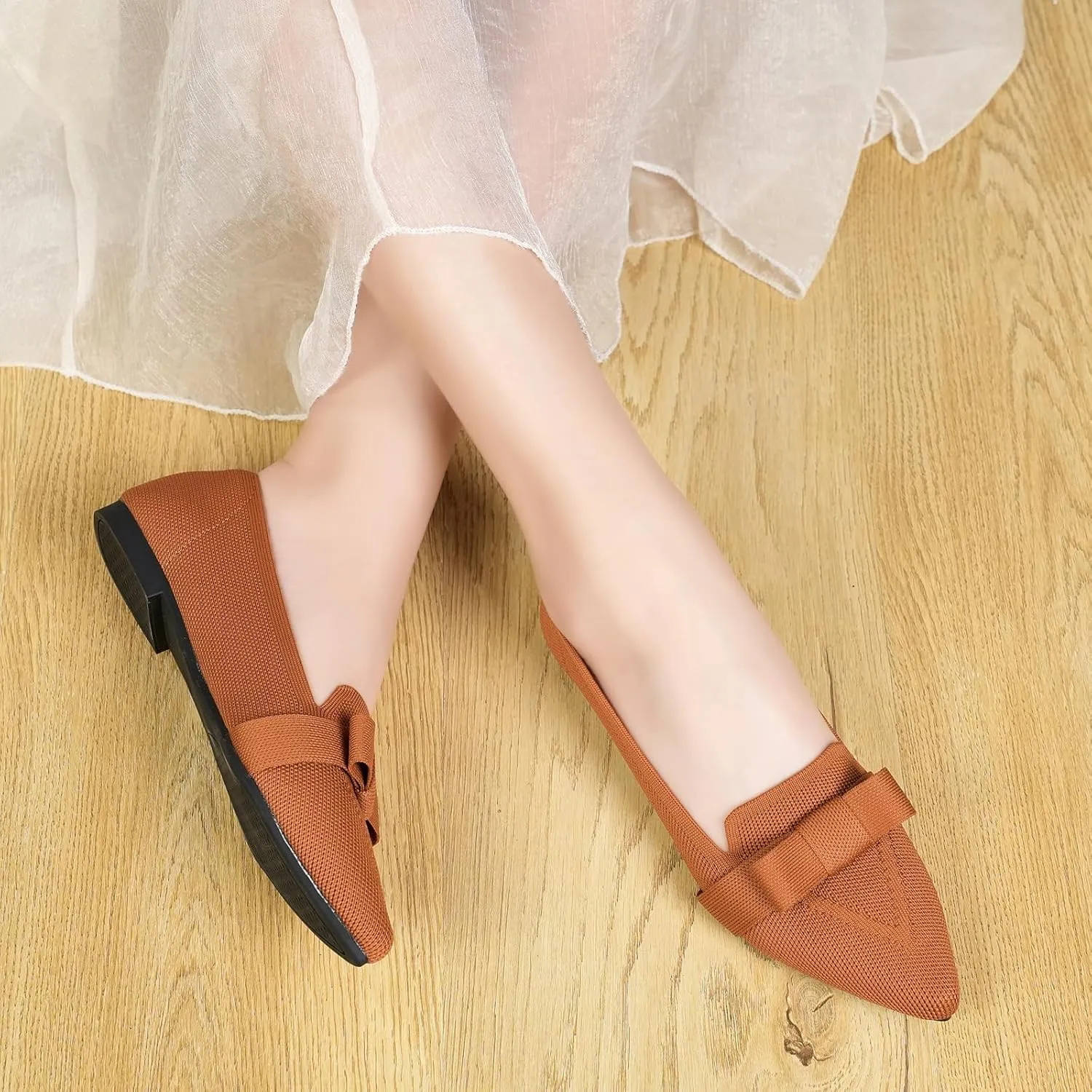 Flats for Women Pointed Toe Ballet Flats Shoes Mesh Breathable Comfortable Dressy Casual Slip On Ballerina Walking Flats