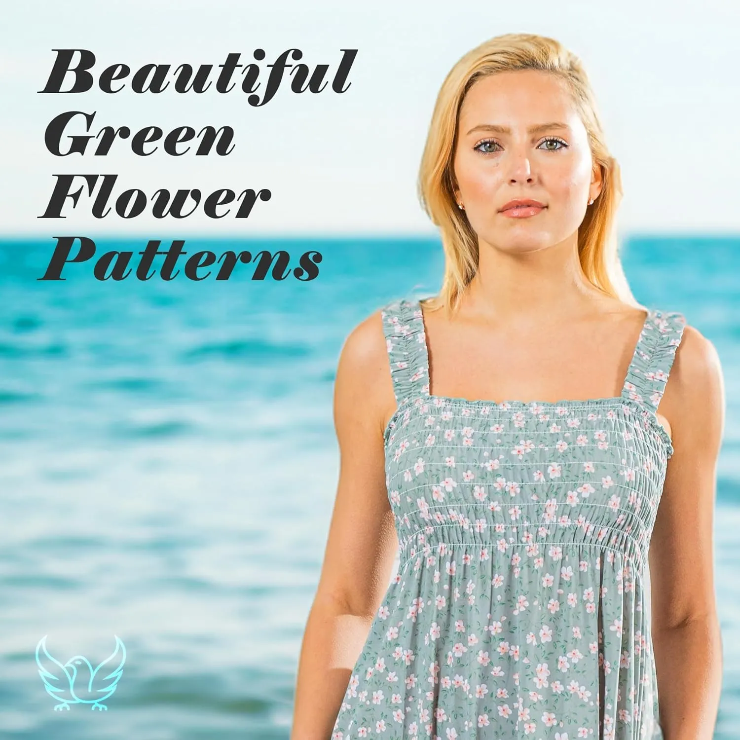 Floral Sundress with Pocket, Beach Outfit Sleeveless Long Sundress, Scrunchie Included Vacation Dresses for Women 2024
