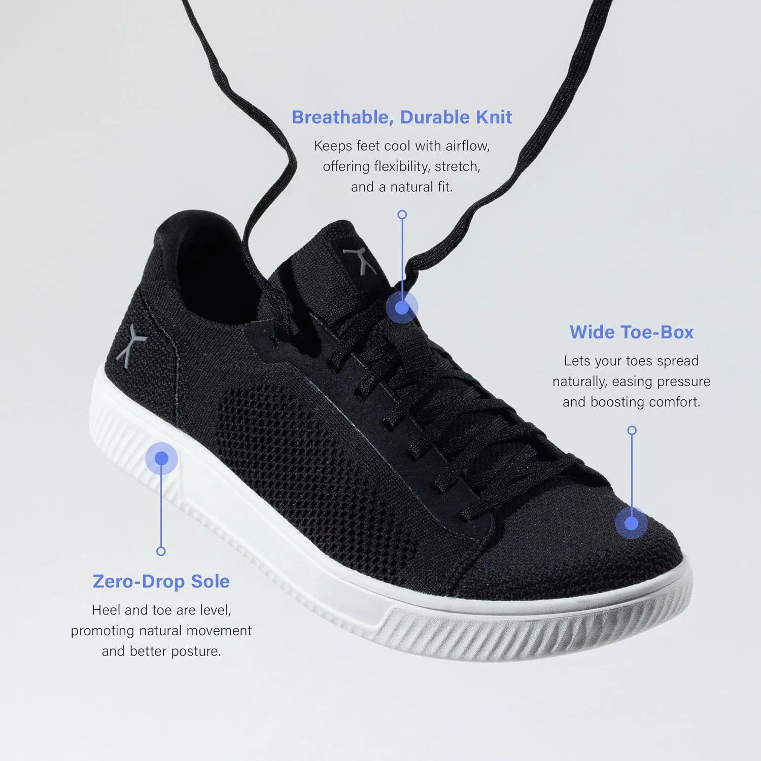 FLUX FOOTWEAR Adapt Knit Trainer  Wide Toe Box Shoe with Earth-Link Grounding, Zero-Drop Sole, Breathable Knit Upper & Machine Washable  Perfect for Daily Wear & Light Training
