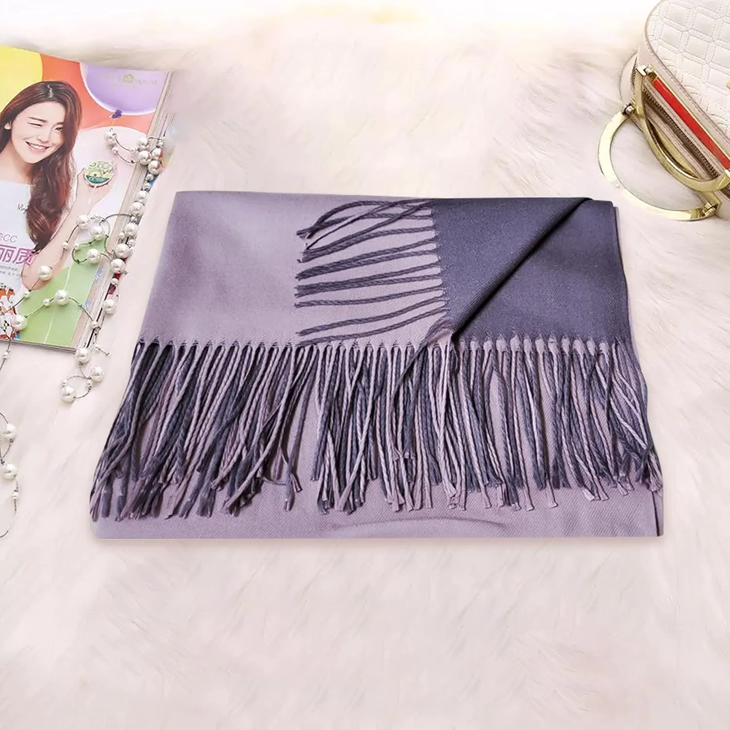 Foresters European Fashion Reversible Scarf for Women | Pure Cashmere Lightweight Reversible Cashmere Scarves/Shawls