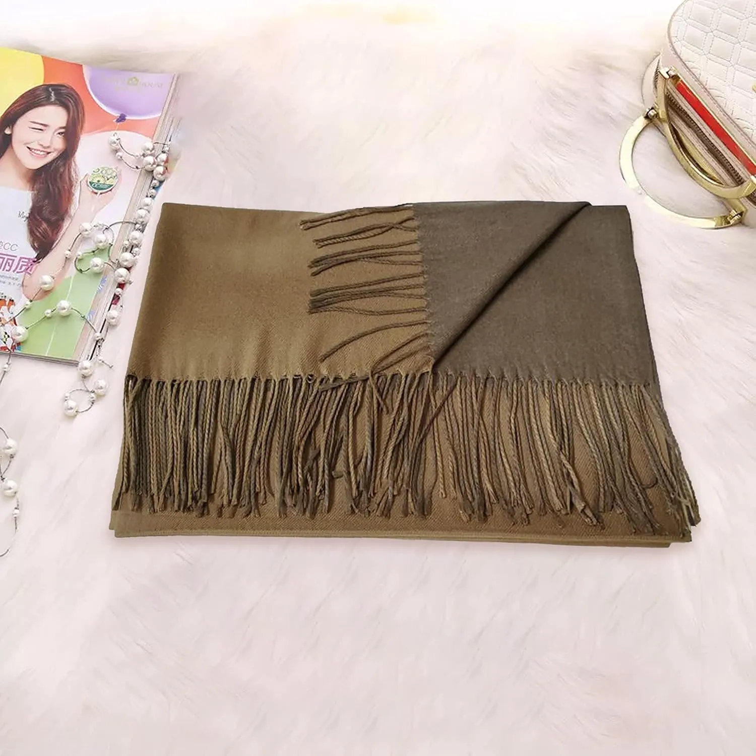 Foresters European Fashion Reversible Scarf for Women | Pure Cashmere Lightweight Reversible Cashmere Scarves/Shawls