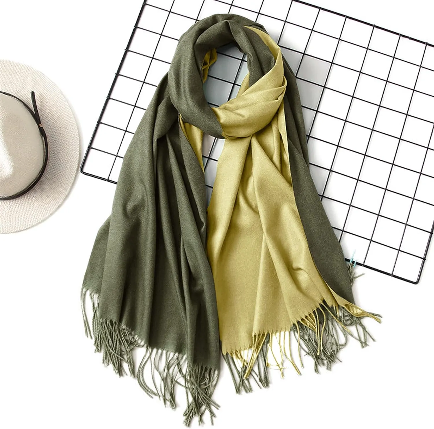 Foresters European Fashion Reversible Scarf for Women | Pure Cashmere Lightweight Reversible Cashmere Scarves/Shawls