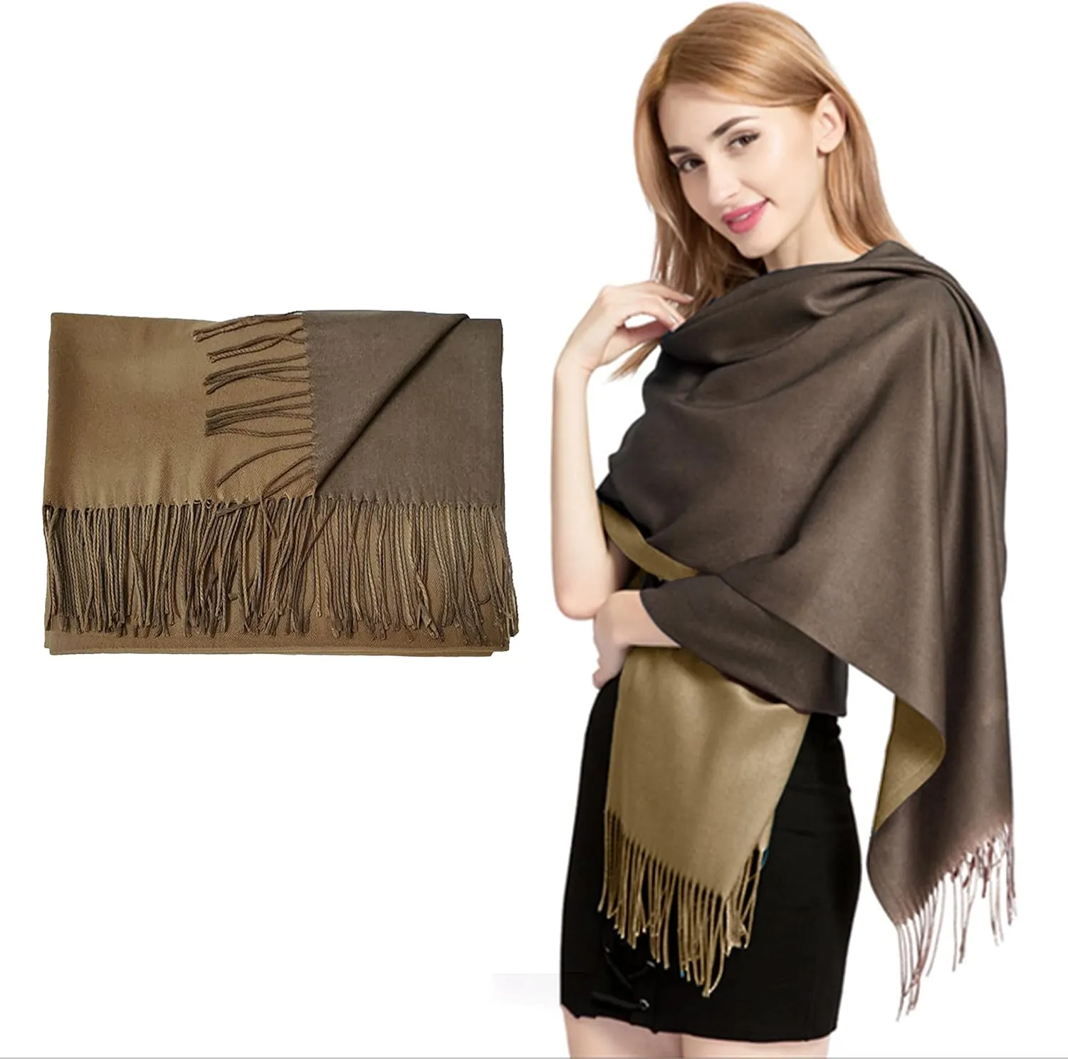 Foresters European Fashion Reversible Scarf for Women | Pure Cashmere Lightweight Reversible Cashmere Scarves/Shawls