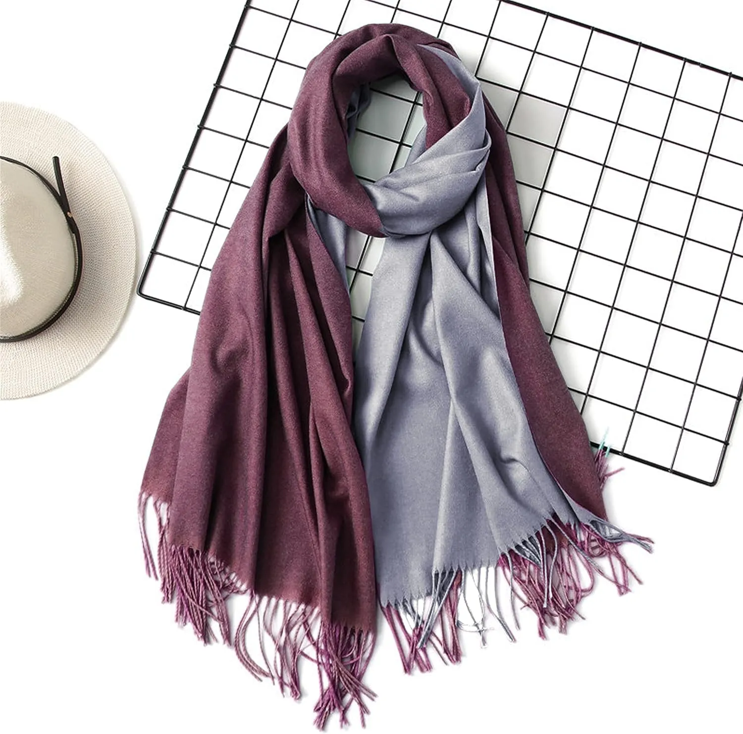 Foresters European Fashion Reversible Scarf for Women | Pure Cashmere Lightweight Reversible Cashmere Scarves/Shawls