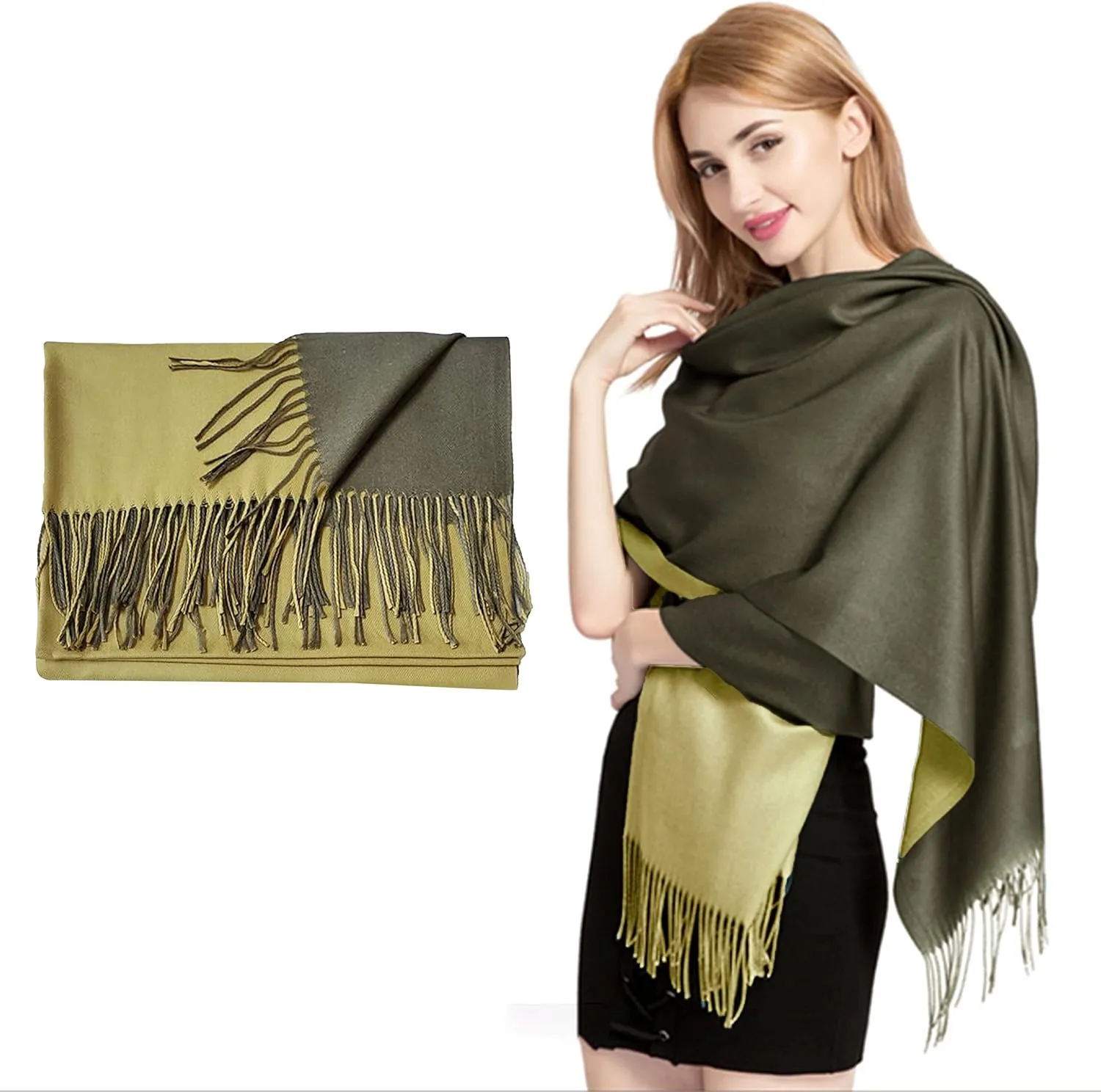 Foresters European Fashion Reversible Scarf for Women | Pure Cashmere Lightweight Reversible Cashmere Scarves/Shawls