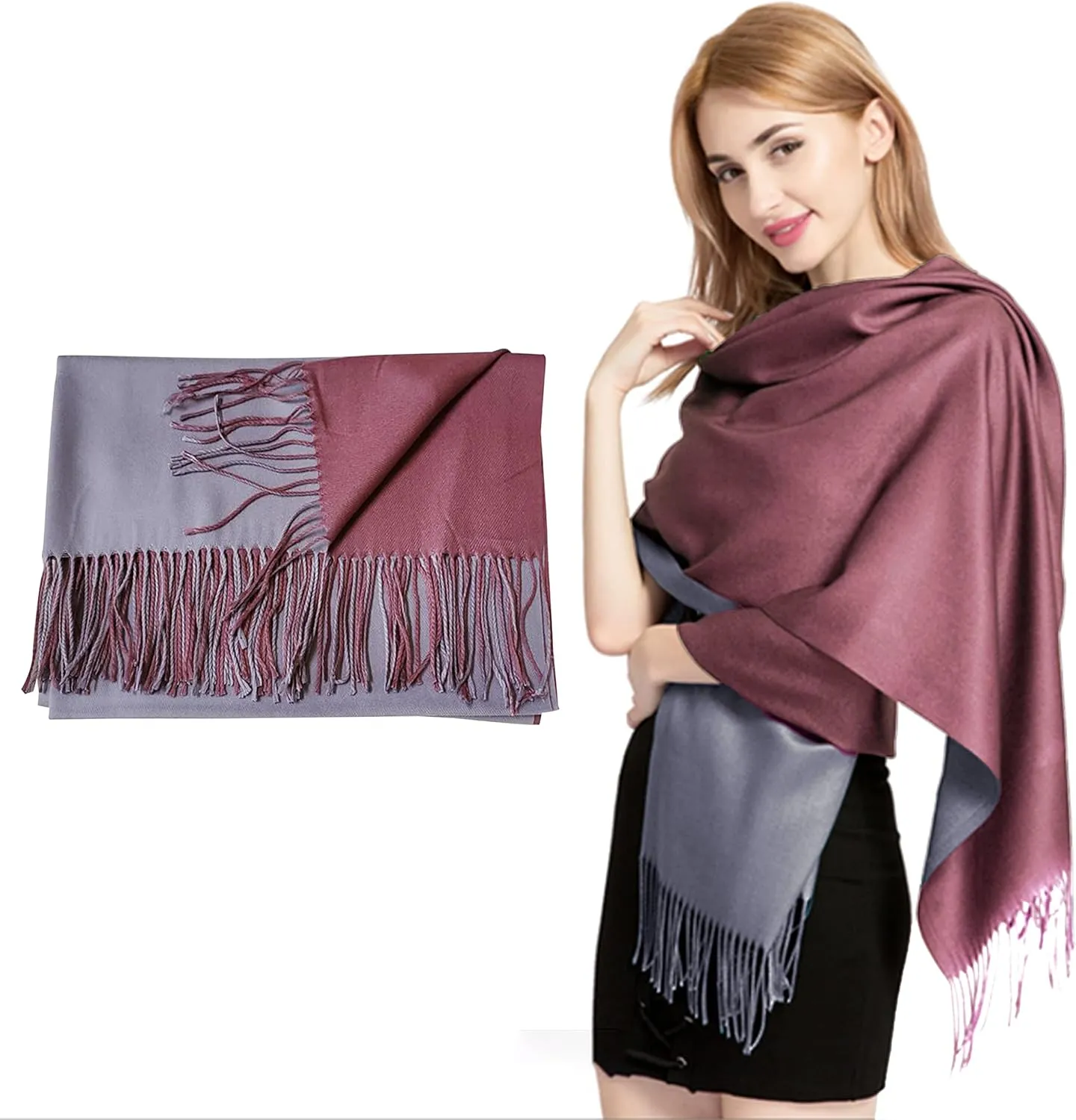 Foresters European Fashion Reversible Scarf for Women | Pure Cashmere Lightweight Reversible Cashmere Scarves/Shawls