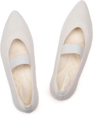 Frank Mully Womens Knit Flats Pointed-Toe Shoes with Elastic Straps Ballerina Flat Shoes for Women Dressy