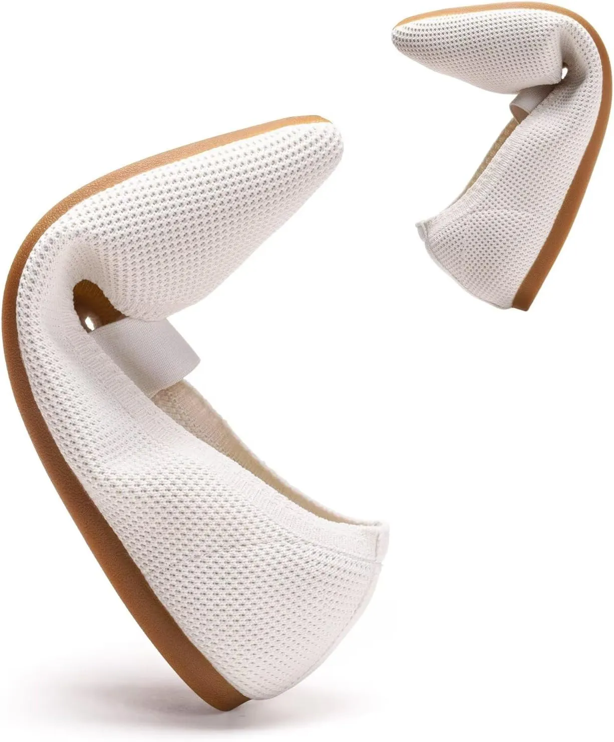 Frank Mully Womens Knit Flats Pointed-Toe Shoes with Elastic Straps Ballerina Flat Shoes for Women Dressy