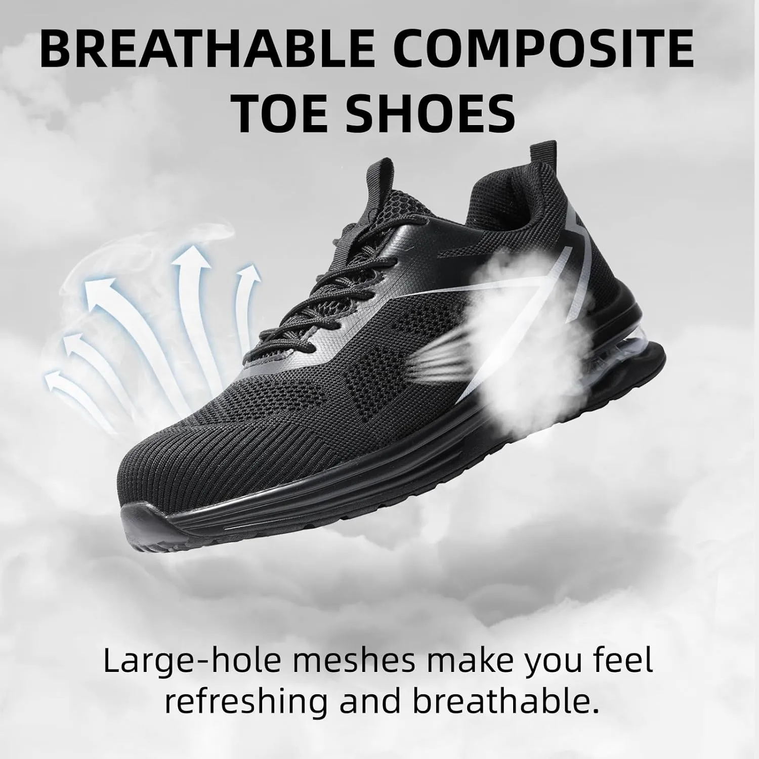 Furuian Composite Toe Shoes for Men Lightweight Safety Work Shoes Breathable Composite Toe Sneakers for Men Comfortable Indestructible Safety Work Sneakers