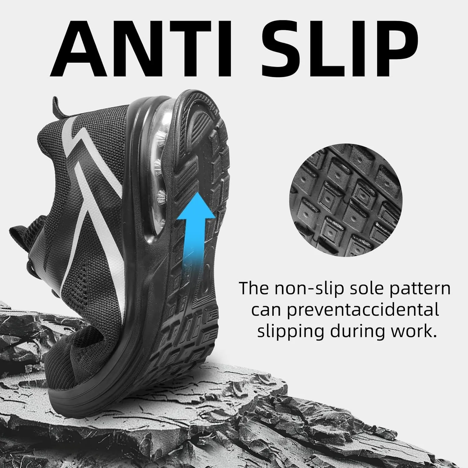Furuian Composite Toe Shoes for Men Lightweight Safety Work Shoes Breathable Composite Toe Sneakers for Men Comfortable Indestructible Safety Work Sneakers