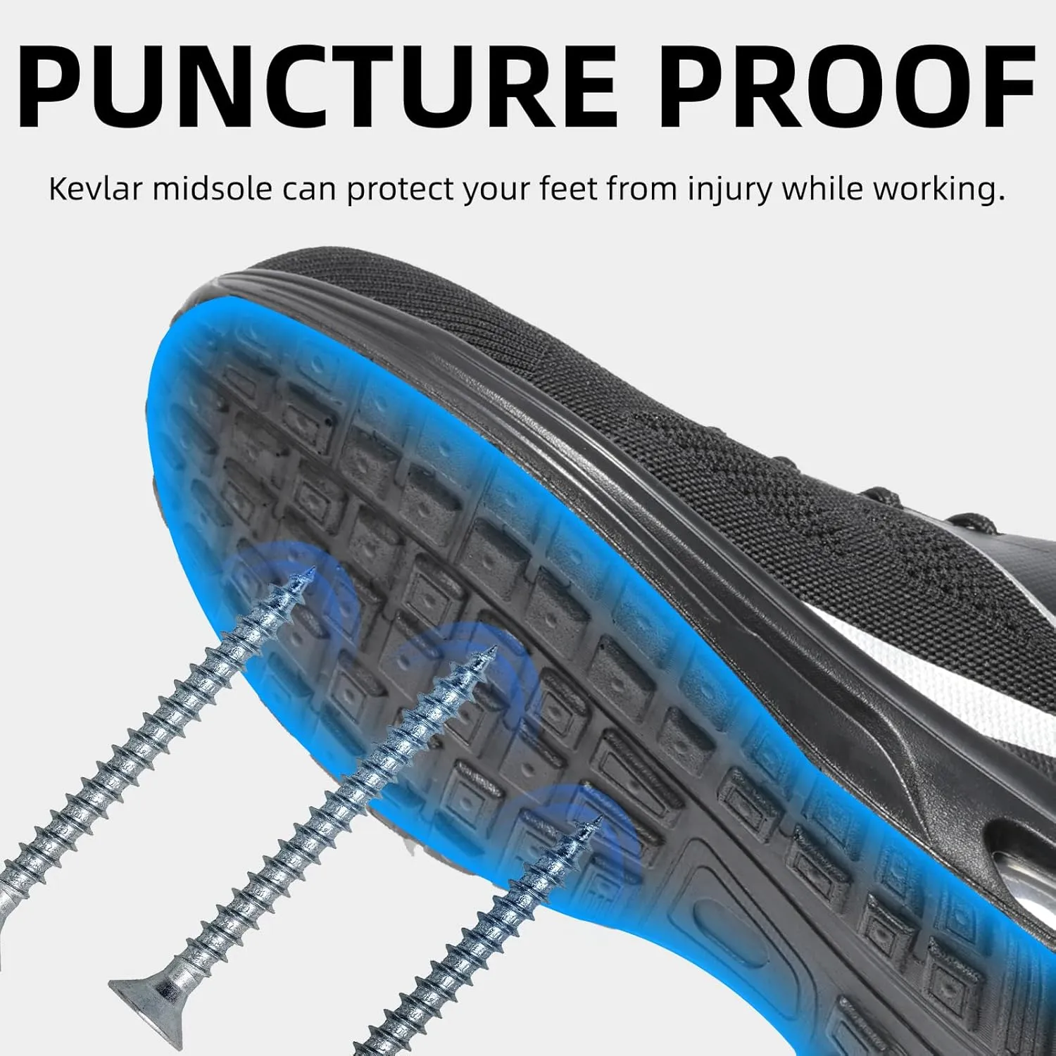 Furuian Composite Toe Shoes for Men Lightweight Safety Work Shoes Breathable Composite Toe Sneakers for Men Comfortable Indestructible Safety Work Sneakers