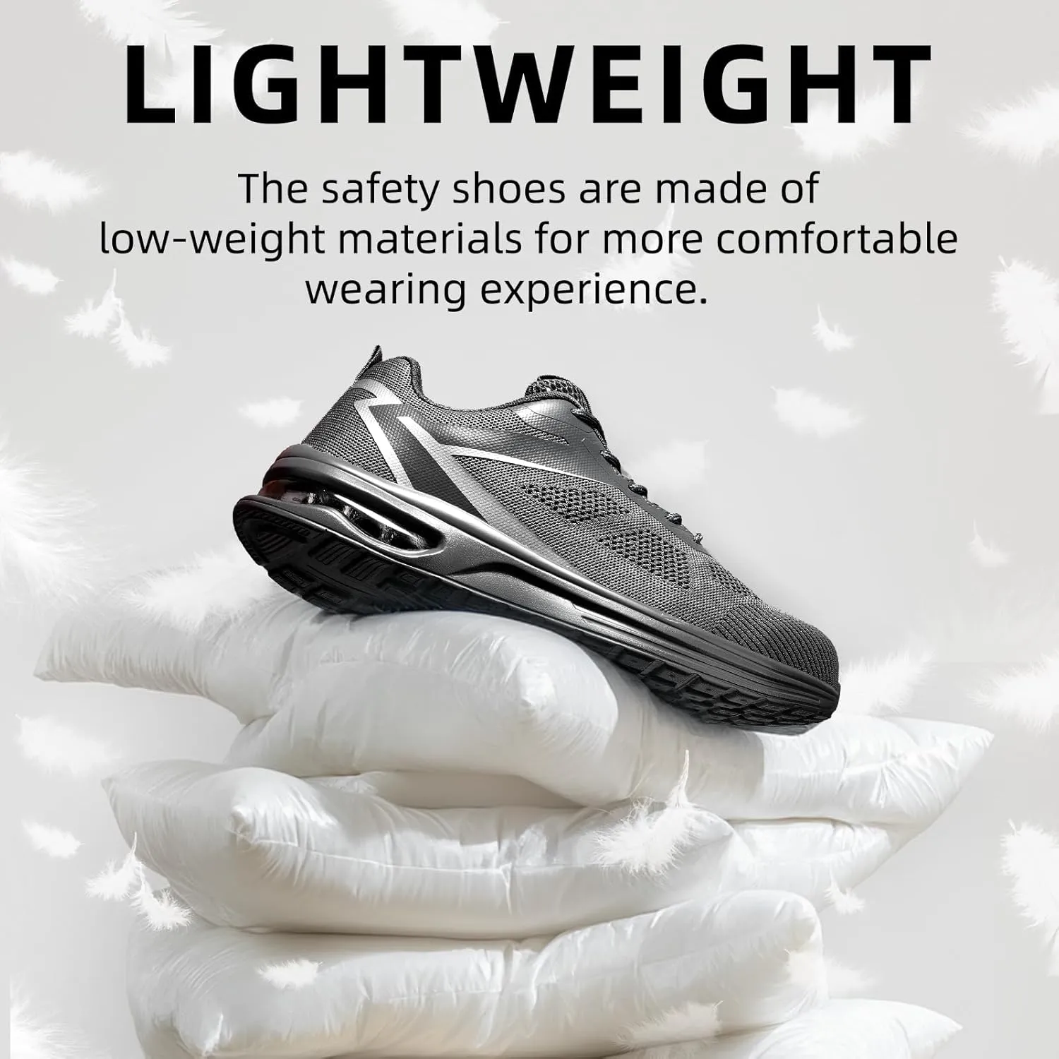 Furuian Composite Toe Shoes for Men Lightweight Safety Work Shoes Breathable Composite Toe Sneakers for Men Comfortable Indestructible Safety Work Sneakers
