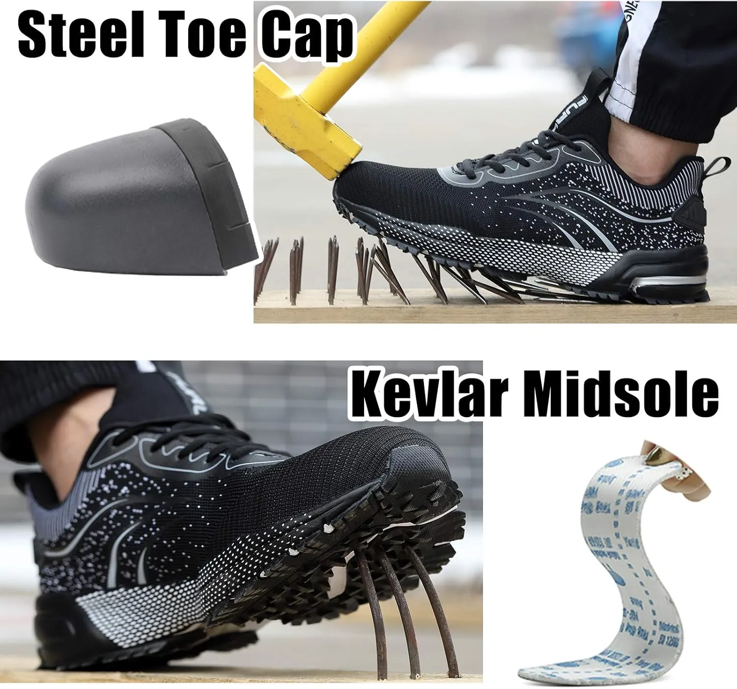 Furuian Steel Toe Shoes for Men Women Lightweight Safety Shoes Comfortable Steel Toe Sneakers Warehouse Industry Work Shoes