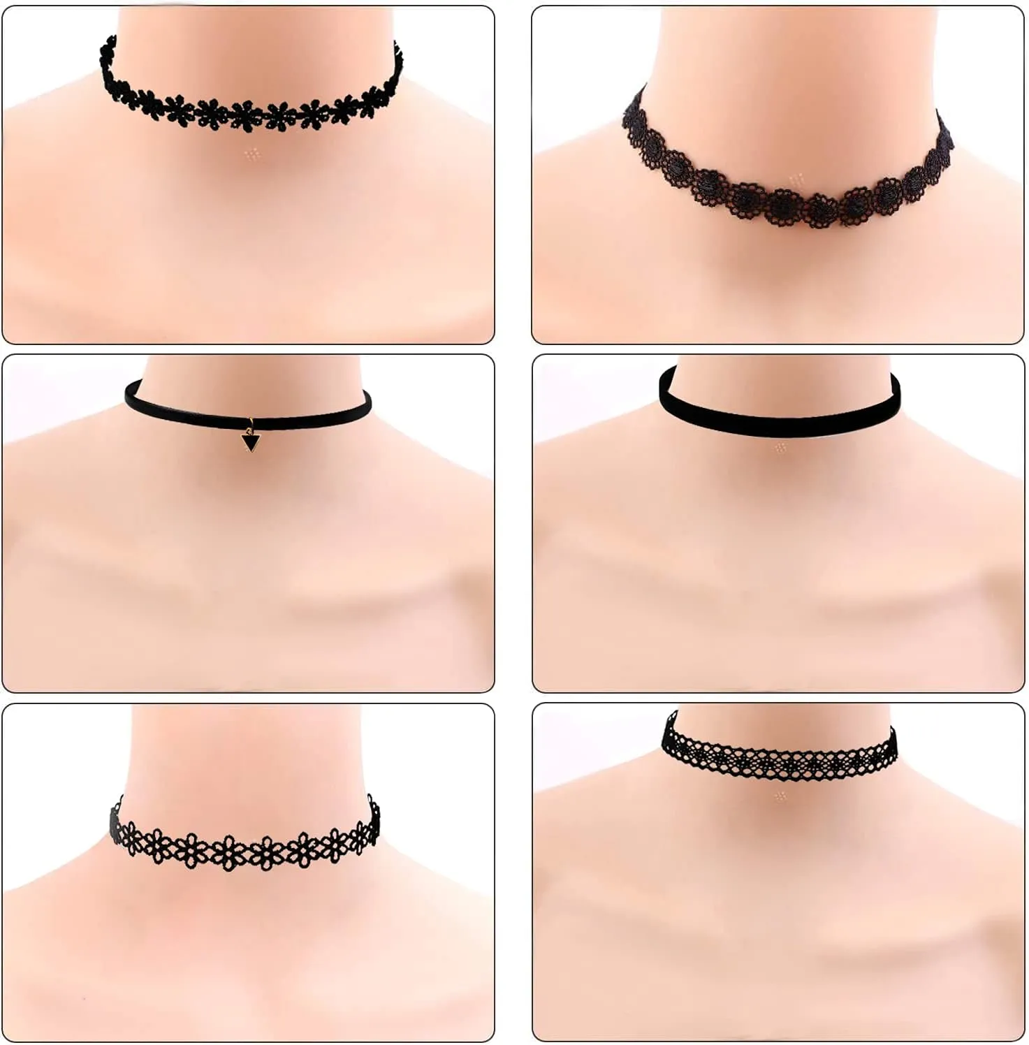 Ghloyza 6PCs Black Velvet Choker Necklaces Set Vintage Tattoo Lace Choker Necklace Classic Gothic Trendy Sexy For Women