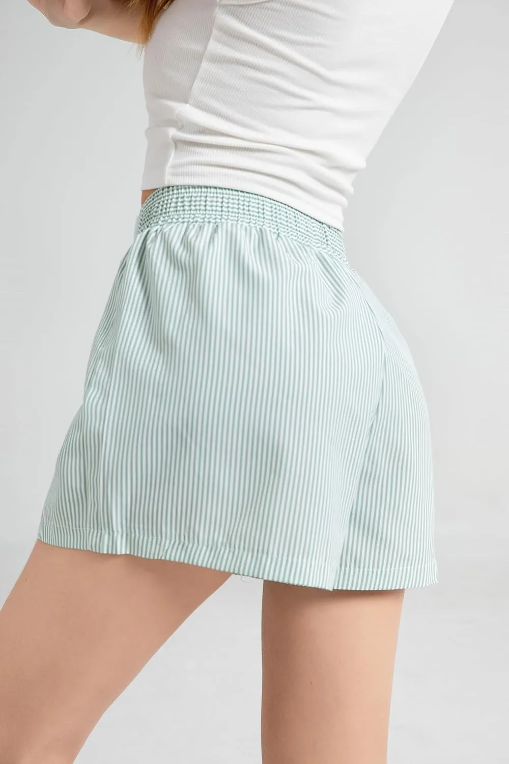 Gihuo Women's Striped Shorts Elastic High Waisted Boxer Shorts Cute Stripe Sleep Lounge Shorts Y2k Summer Casual Shorts