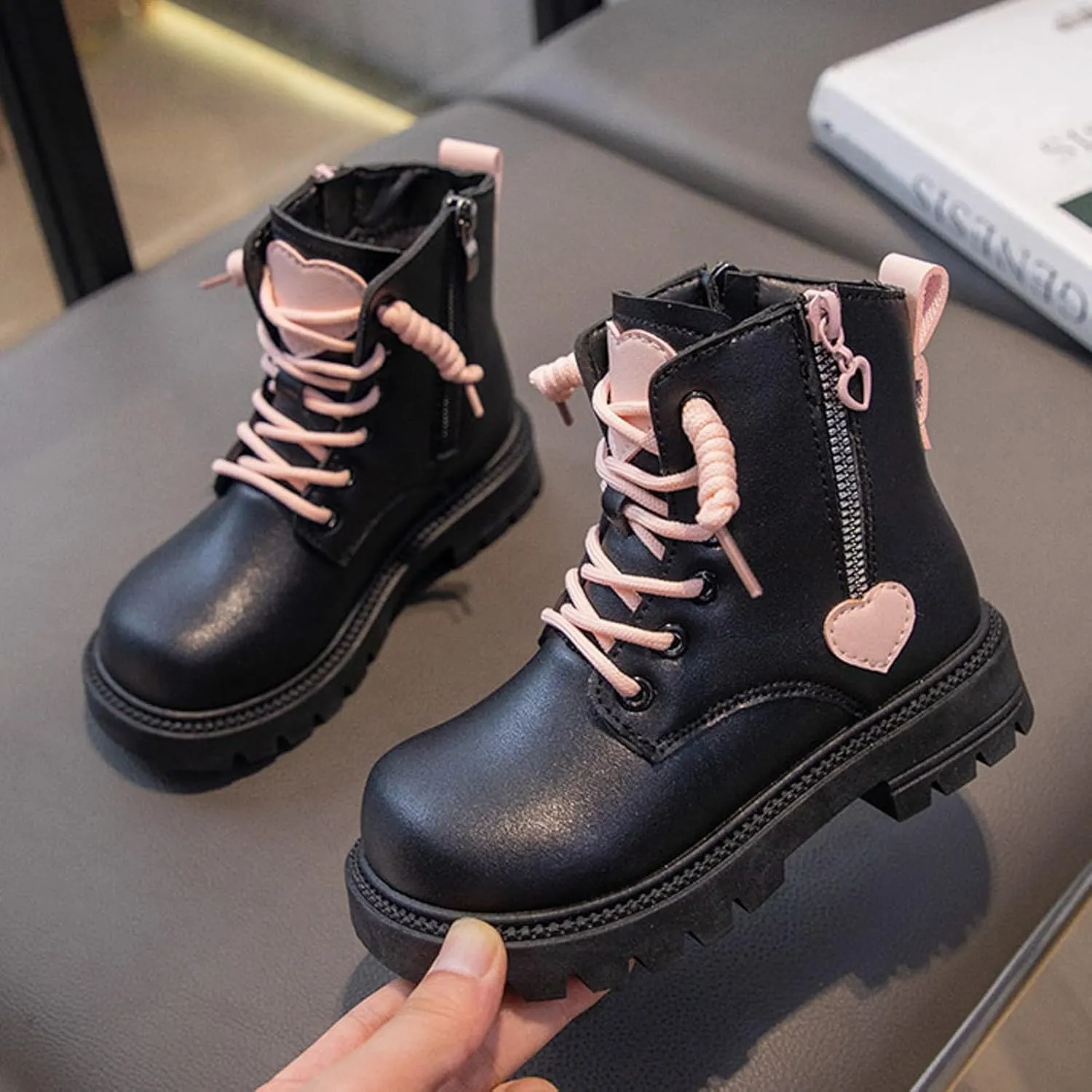 Girl Boots Kids Ankle Boots Low Heel Ankle Bootie Non Slip Warm Shoes Cute Toddler/Kids Winter Snow Boots