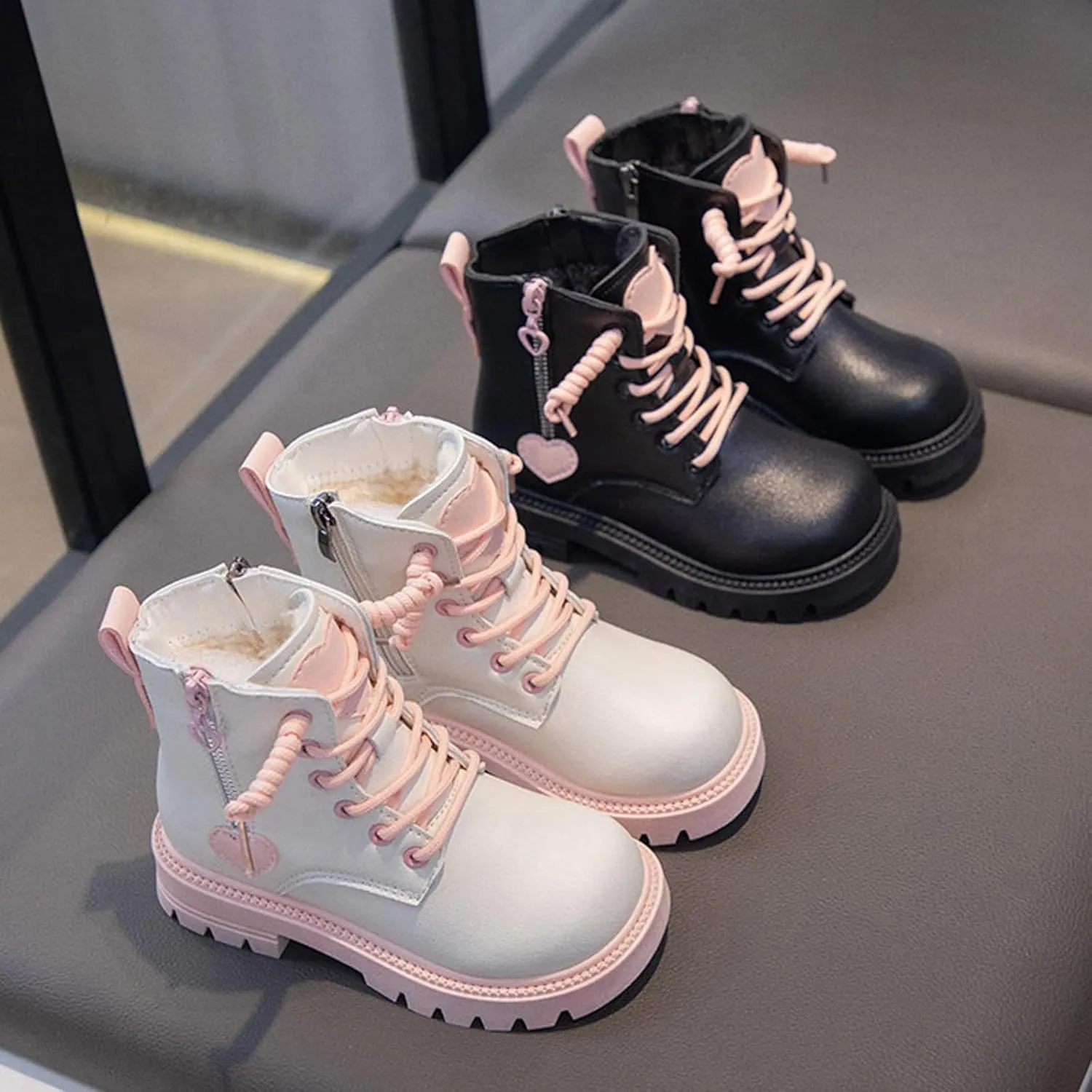 Girl Boots Kids Ankle Boots Low Heel Ankle Bootie Non Slip Warm Shoes Cute Toddler/Kids Winter Snow Boots