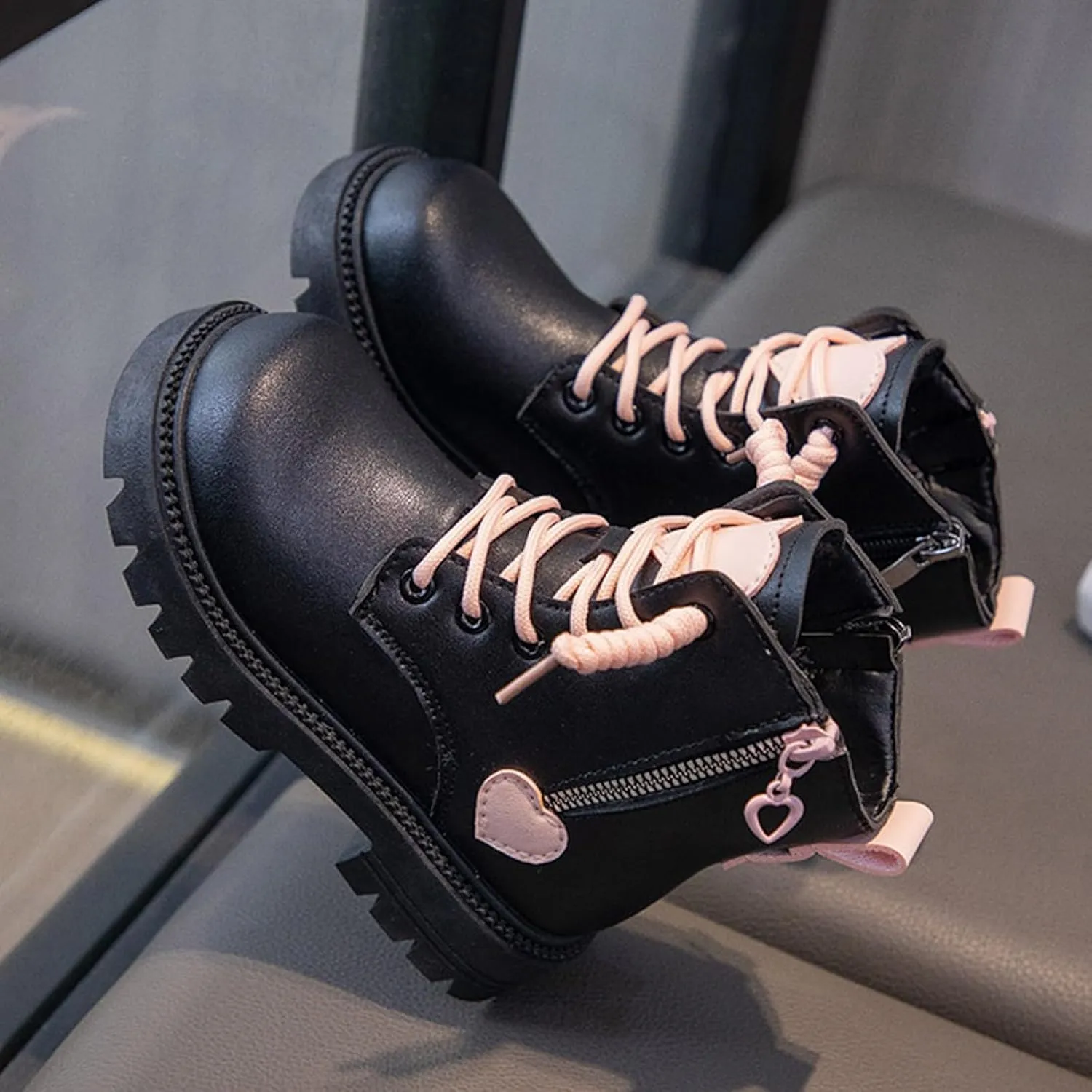 Girl Boots Kids Ankle Boots Low Heel Ankle Bootie Non Slip Warm Shoes Cute Toddler/Kids Winter Snow Boots
