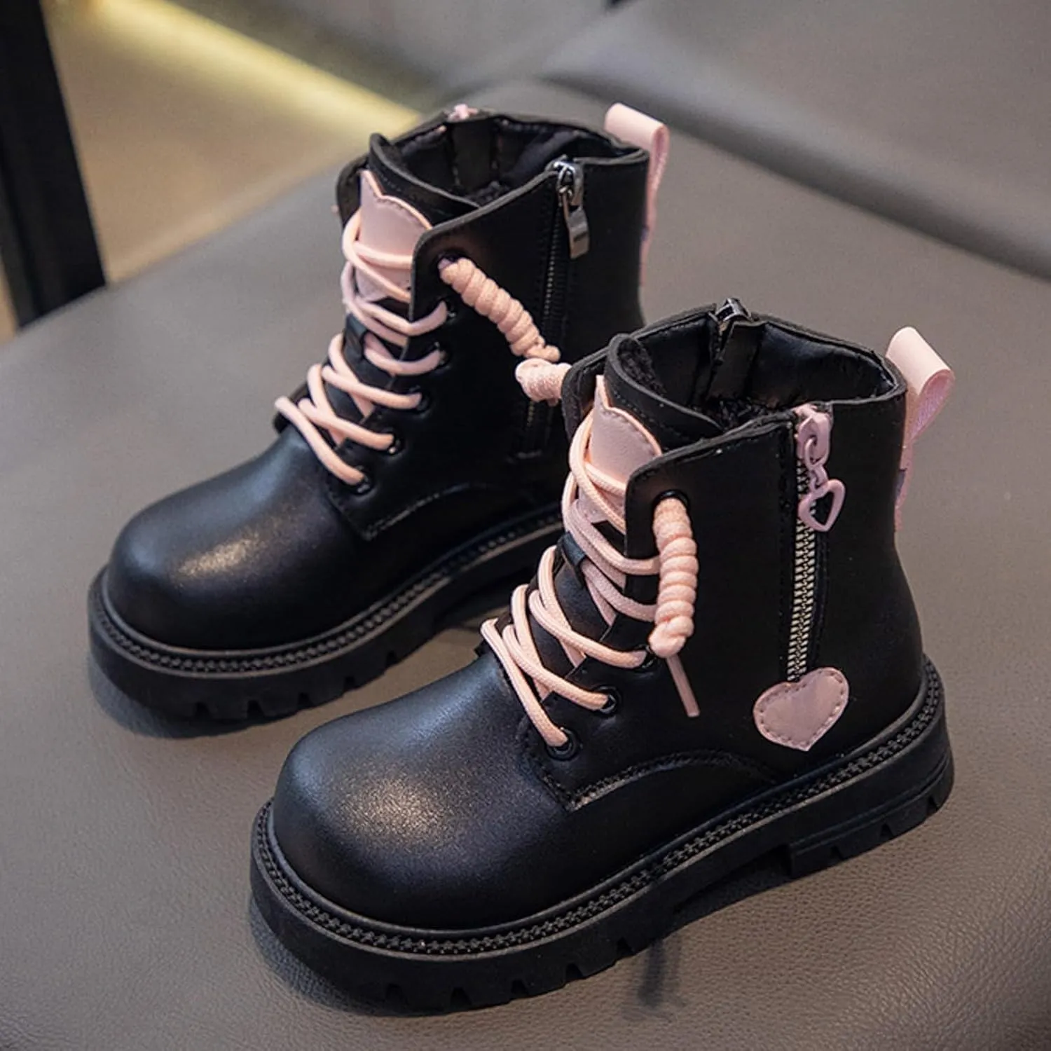 Girl Boots Kids Ankle Boots Low Heel Ankle Bootie Non Slip Warm Shoes Cute Toddler/Kids Winter Snow Boots