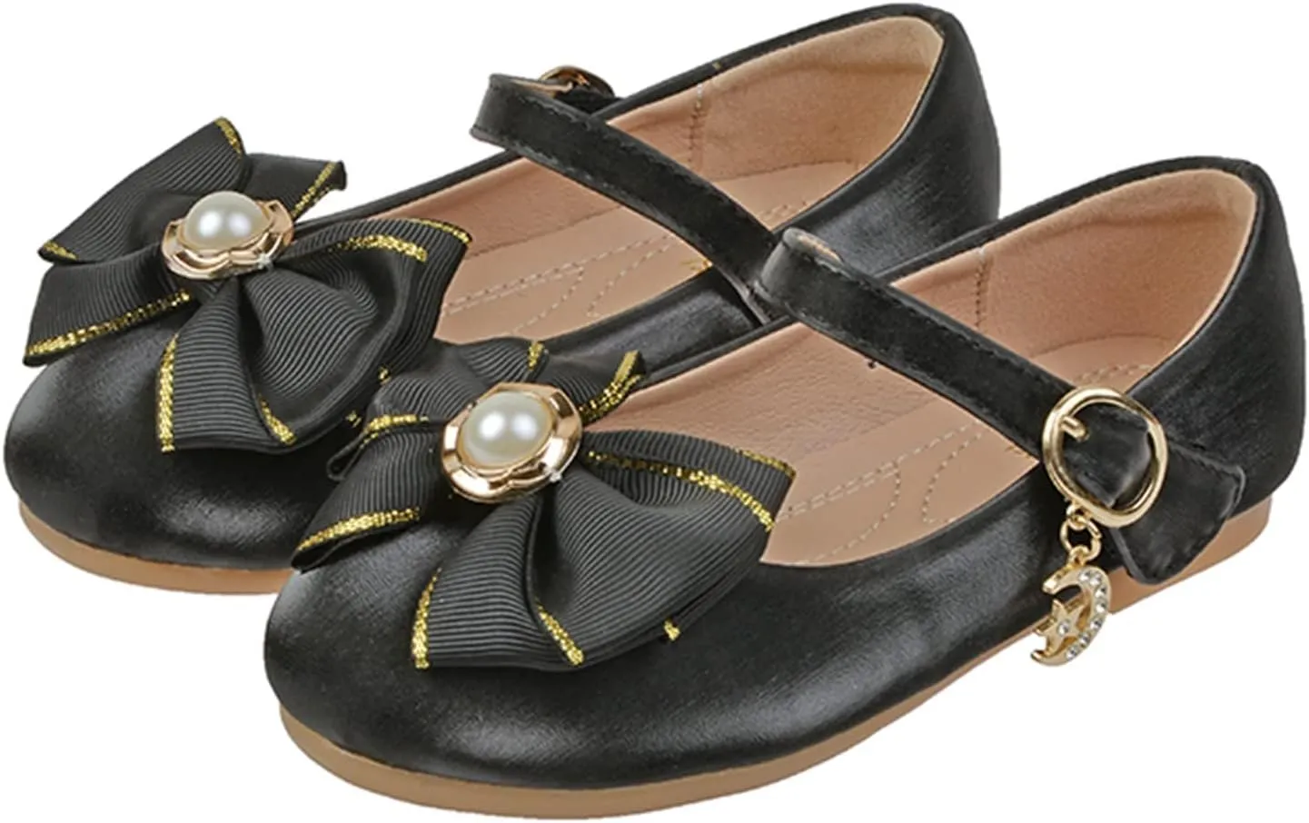 Girl Shoes Small Leather Shoes Single Shoes Children Dance Shoes Girls Performance Shoes Little Girl Dress Shoes (Black, 2.5-3 Years Toddler)