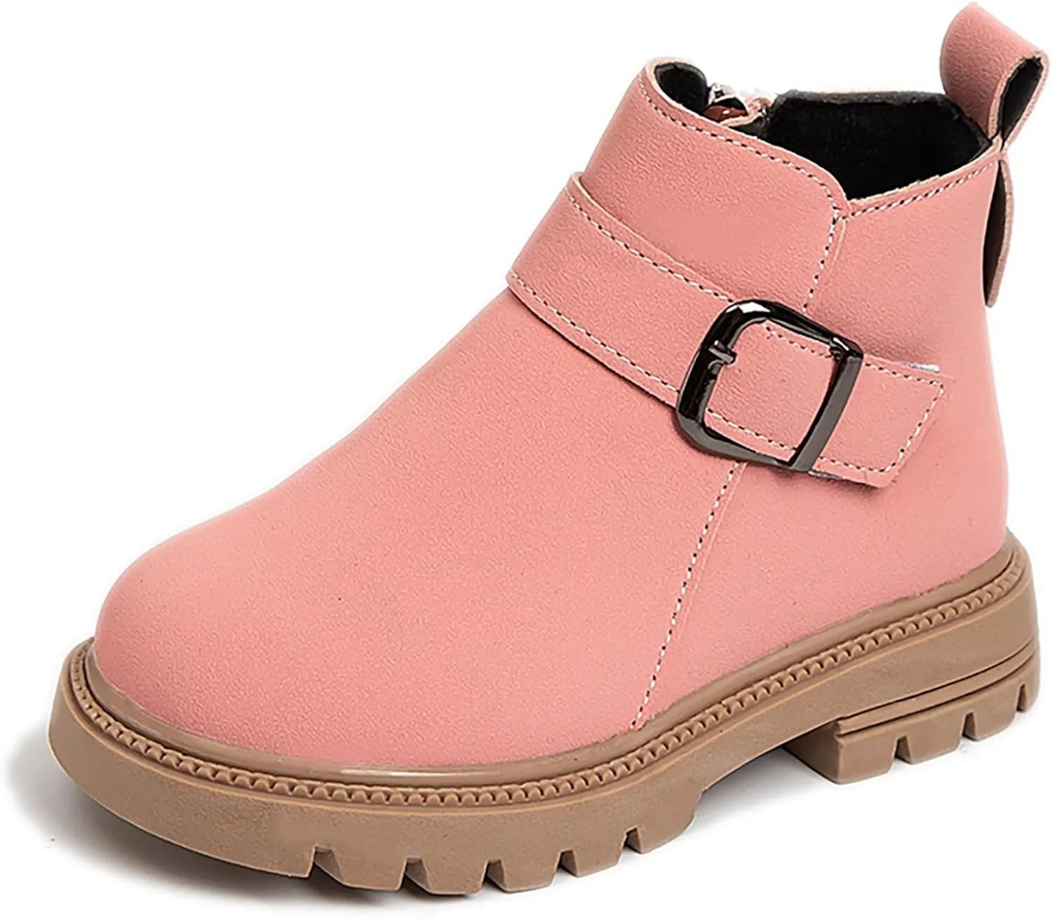 Girls and Toddlers Fashion Boot Kids Lace up Combat Boots with Side Zipper Work Boots for Boys Girls
