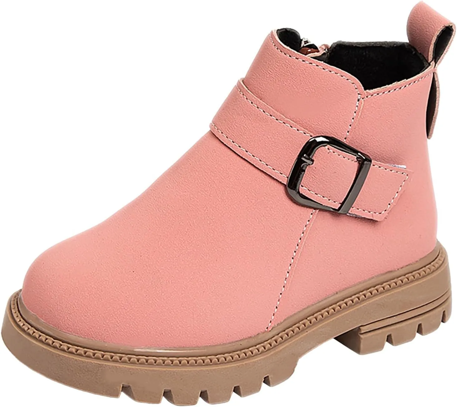 Girls and Toddlers Fashion Boot Kids Lace up Combat Boots with Side Zipper Work Boots for Boys Girls