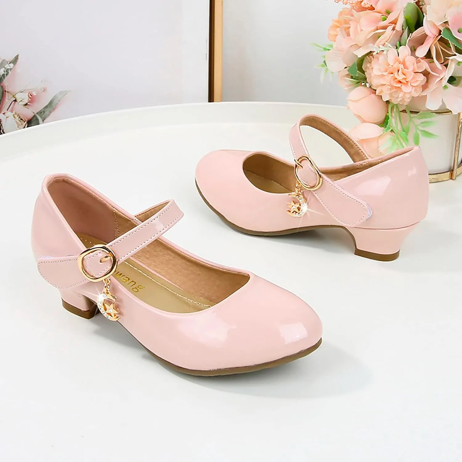 Girls Dress Shoes, 4-13 Years Little Girls Kids High Heel Leather Princess Shoes Wedding School Party Dress Shoes