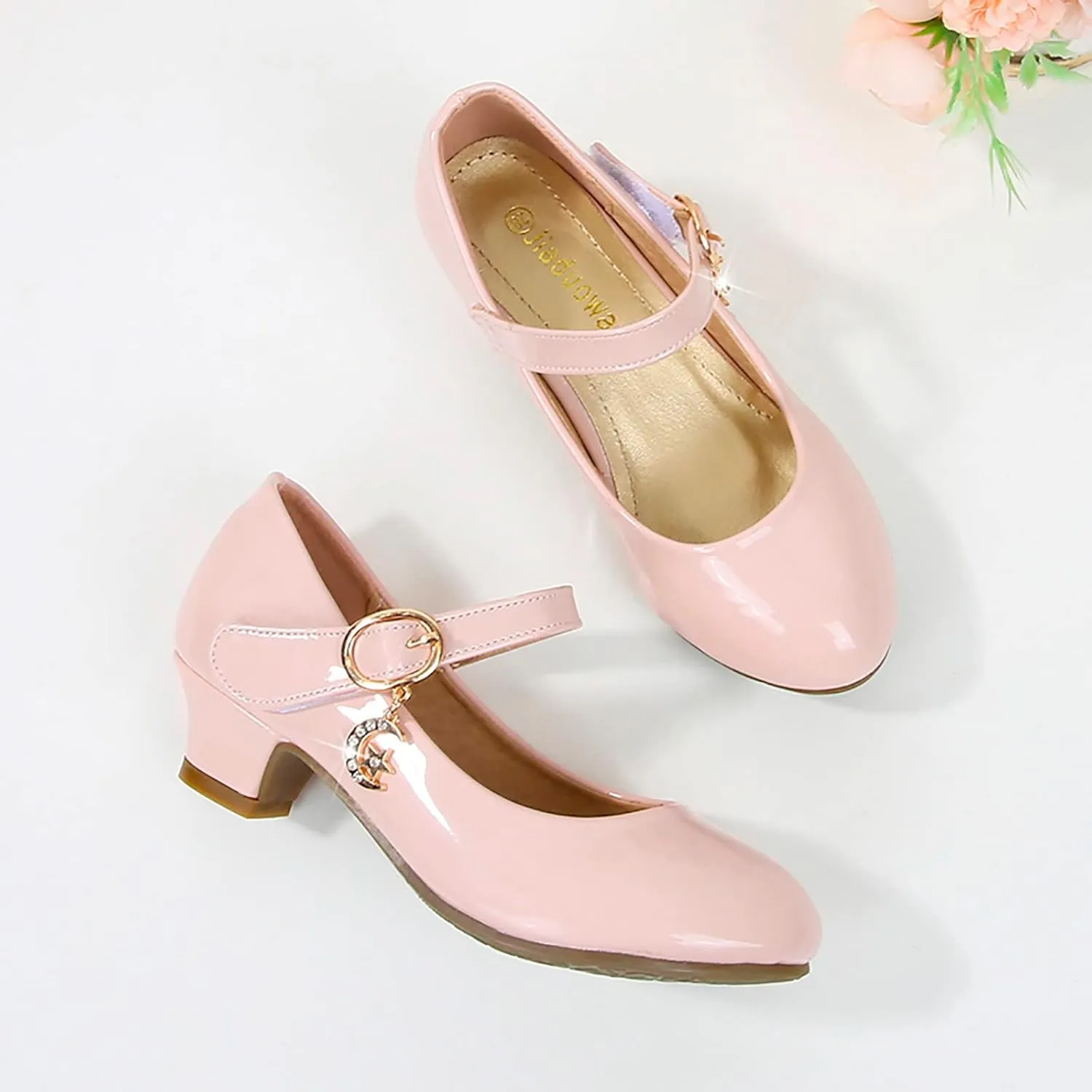 Girls Dress Shoes, 4-13 Years Little Girls Kids High Heel Leather Princess Shoes Wedding School Party Dress Shoes