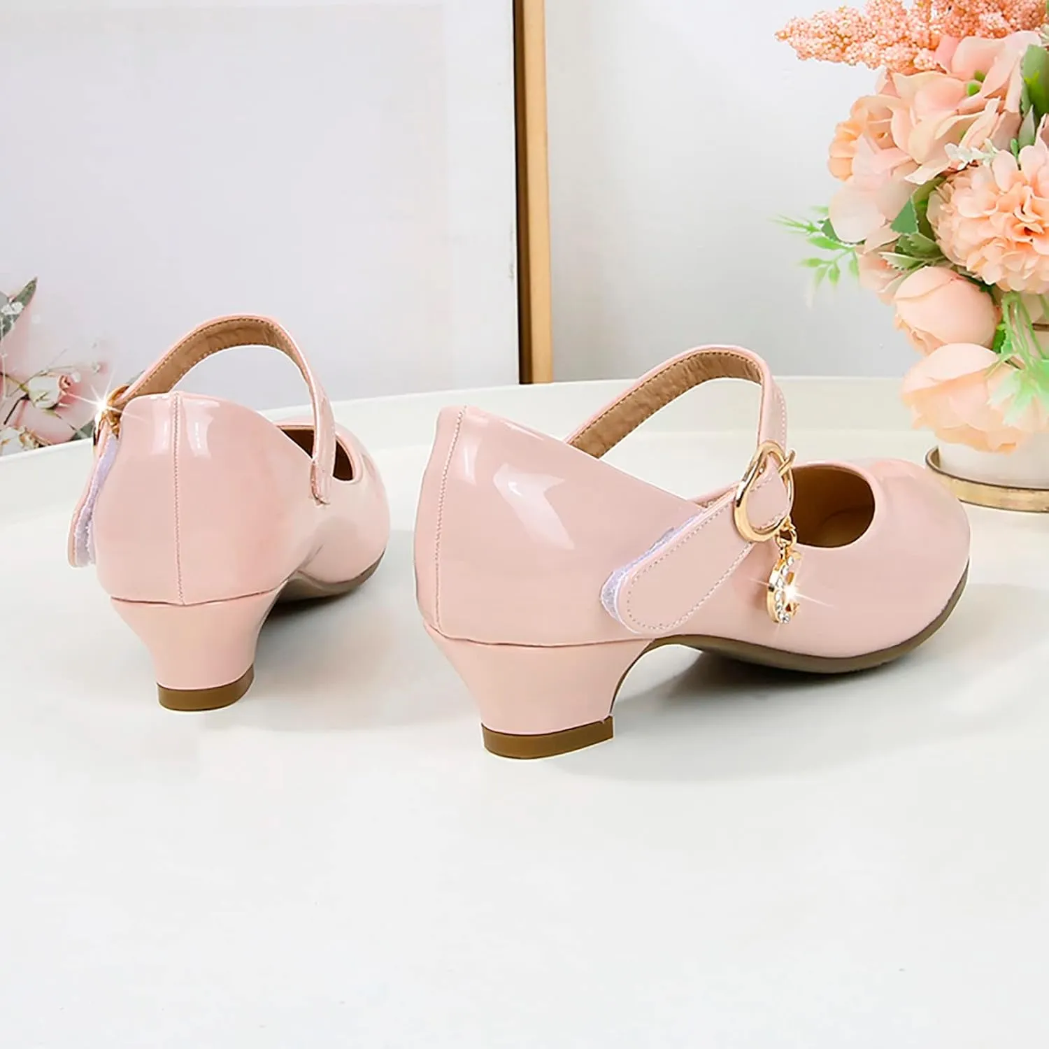 Girls Dress Shoes, 4-13 Years Little Girls Kids High Heel Leather Princess Shoes Wedding School Party Dress Shoes