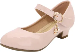 Girls Dress Shoes, 4-13 Years Little Girls Kids High Heel Leather Princess Shoes Wedding School Party Dress Shoes
