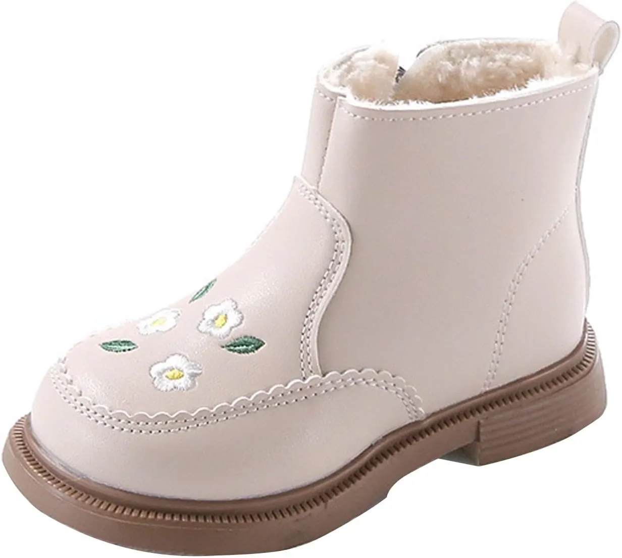 Girls Kids Side Zipper Faux Fr Ankle Boots Girls Fashion Boots For Girls Girls Low Heel Side Zipper Ankle Booties