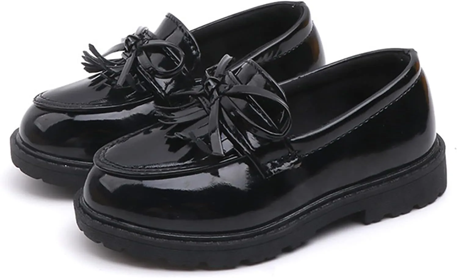 Girls Slip On Leather Loafer Tassel Bow School Dress Shoes For Girls Water Shoes Toddler