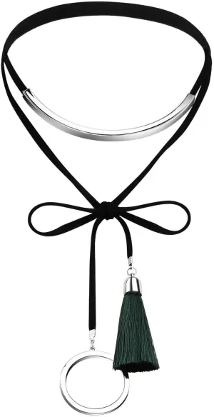 Goth Choker Jewelry for Women, Goth Choker Velvet Collar Necklace Tassel Circle Halloween Costume Accessories Anime Cosplay Stylish Gifts