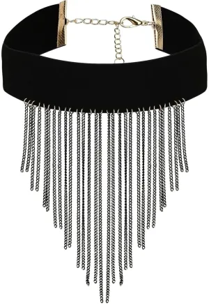 Gothic Chokers for Women, Black Choker Velvet Necklace Collar Long Chain Vintage Tassel Halloween Costume Accessories Cosplay Punk Gifts