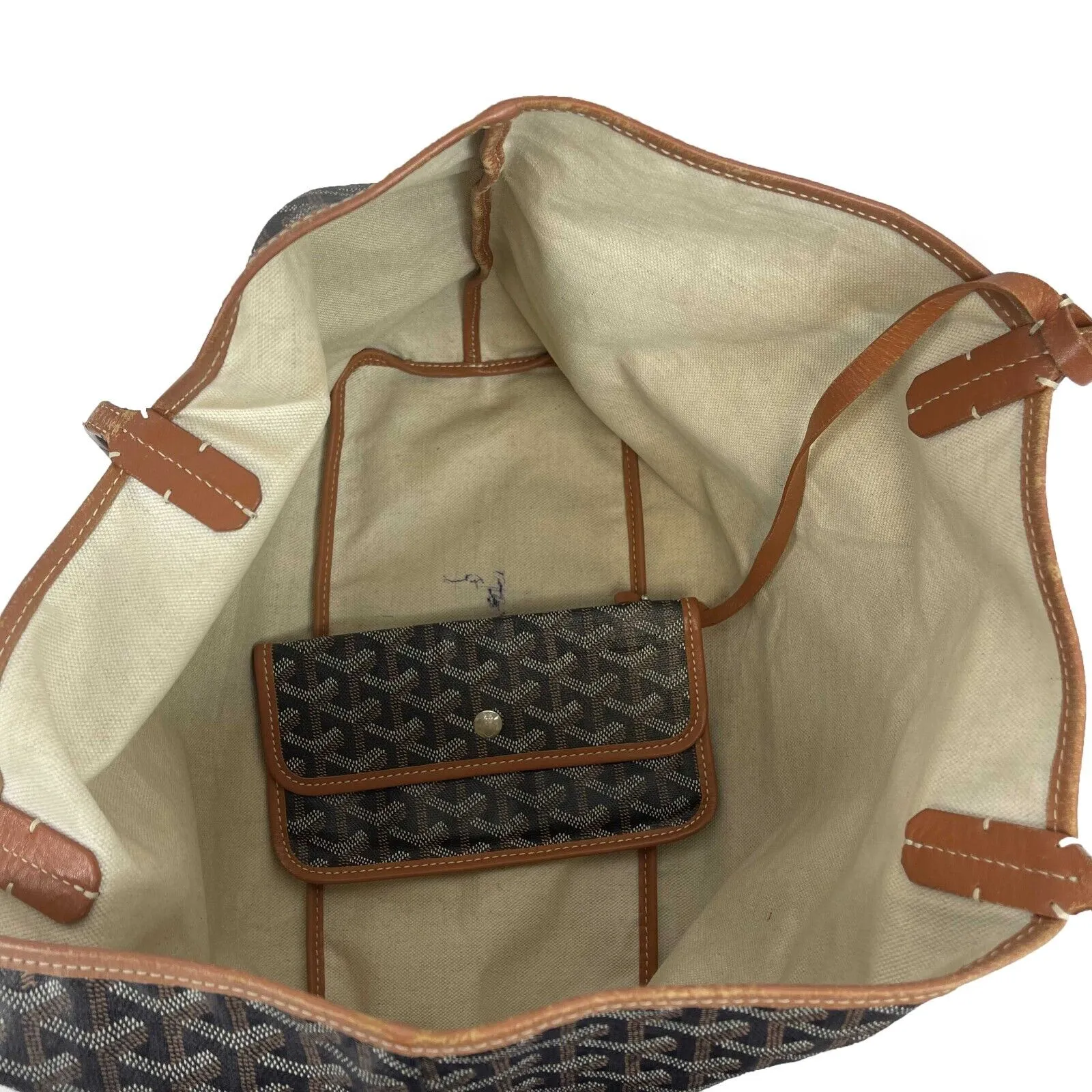 Goyard - Goyardine Saint Louis PM Bag - Brown Tote w/ Pouch
