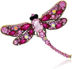 Handmade Rhinestones Dragonfly Statement Brooches Pins Women Girls Crystal Animal Jewelry Gift for Wedding Costume Banquet Birthday Party Prom