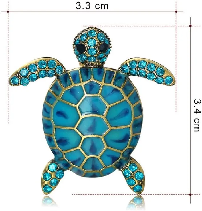 Handmade Women Rhinestone Turtle Brooches Pins Wedding Banquet Birthday Party Prom Costume Statement Jewelry Gift