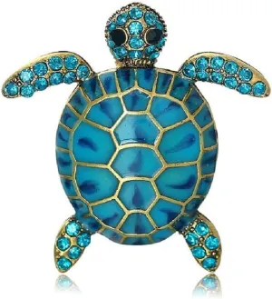 Handmade Women Rhinestone Turtle Brooches Pins Wedding Banquet Birthday Party Prom Costume Statement Jewelry Gift